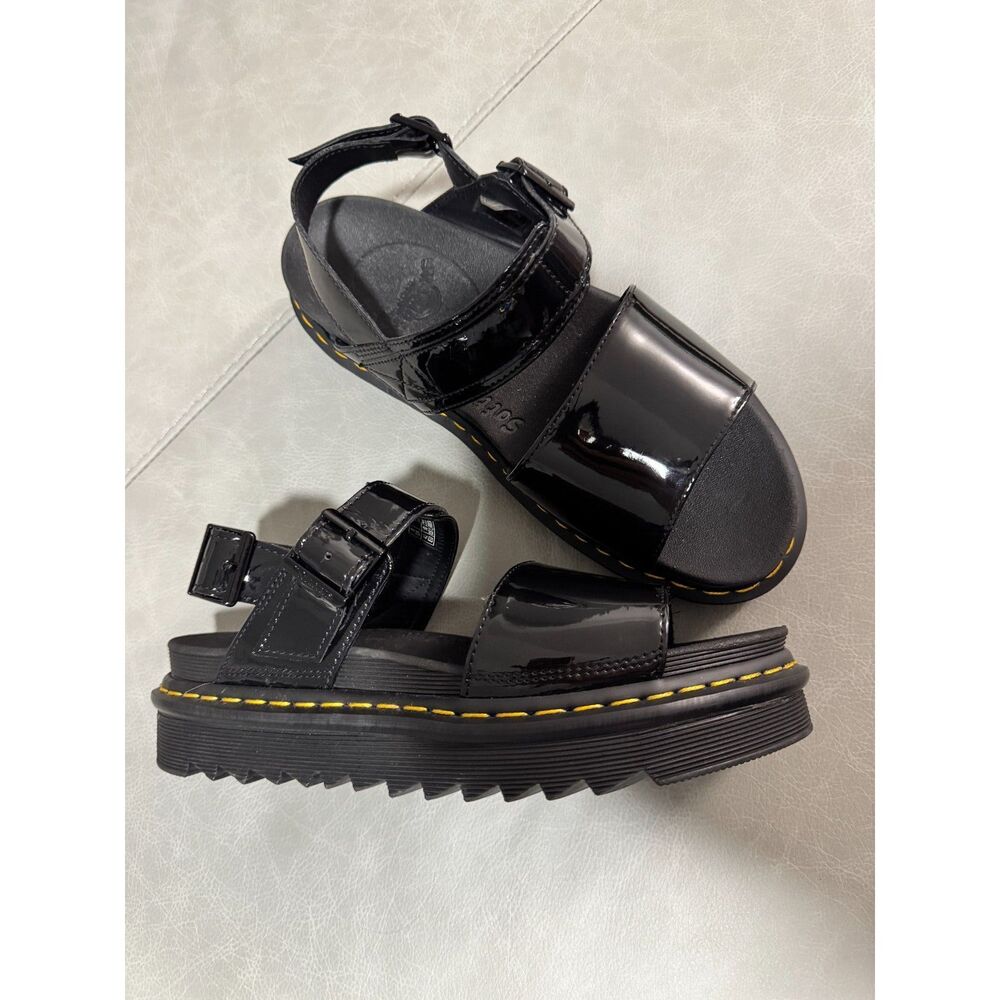 Dr. Martens Voss Patent Leather Platform Sandals Size 10 US